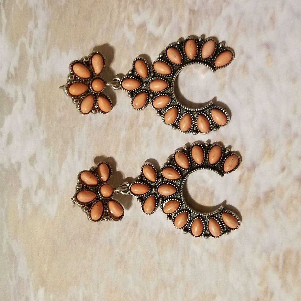 Coral Pink Squash Blosssom Earrings.